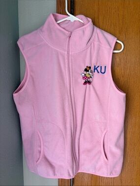 Pink Embroidered Minnie Mouse & KU Fleece Vest